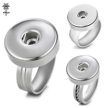 

10pcs/lot 3 Styles Fashion Stainless Steel Ring DIY Jewelry Fit 18mm Snap Button Rings for Interchangebale Snap Button Charms