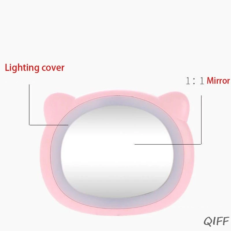 Портативный USB мини светодиодный косметическое зеркало для макияжа милый медведь ручной заряжаемый светильник для путешествий