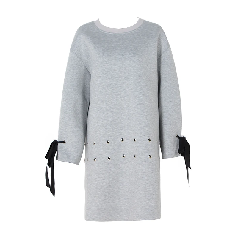 TWOTWINSTYLE кружево до длинные кофты осенне зимняя Дамская обувь полые серый пуловеры для женщин Женский свитшот Свободные Повседневная