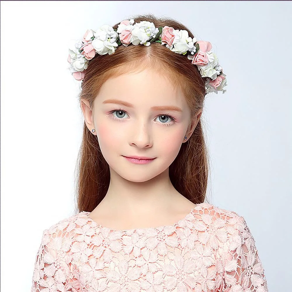 

1 PC Fashion Girls Bohemia Rose Flower Floral Hairband+bracelet Crown Floral Garland Headband Beach Headwear Ornament