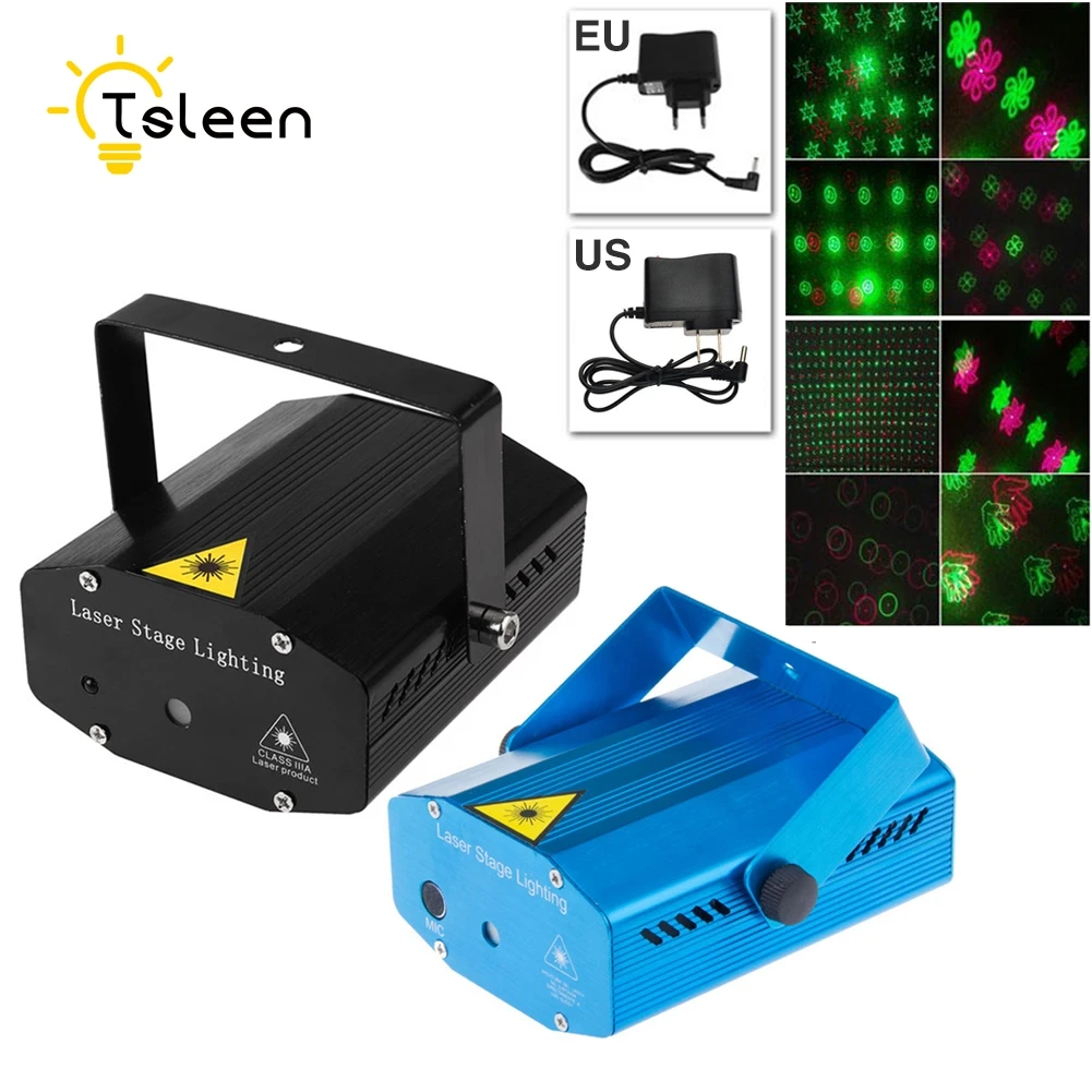 

TSLEEN LED Laser Projector 20 Pattern Christmas Decoration Laser Stage Light Pointer Voice Active Disco DJ Xmas Party Club Light