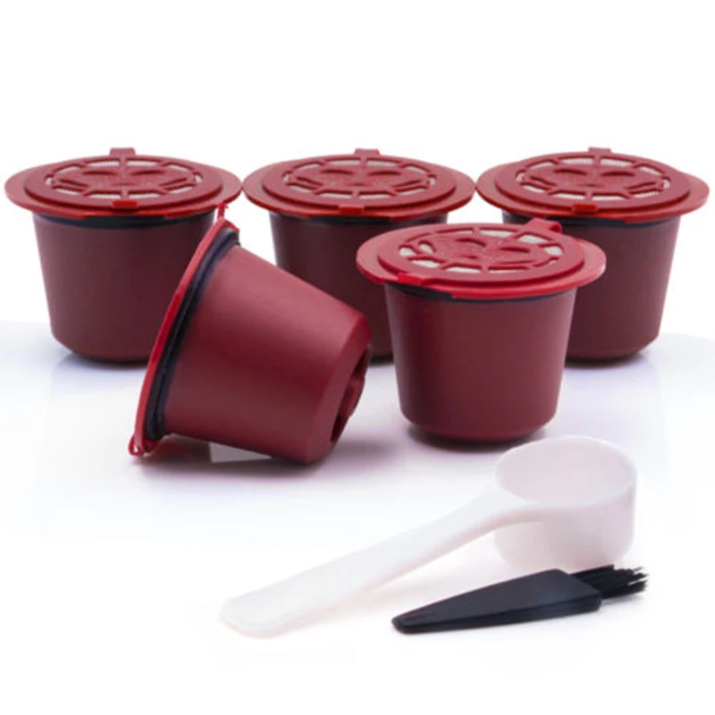 

5Pcs/set Filter Coffee Capsules Pod Stainless&Spoon For Nespresso Machines
