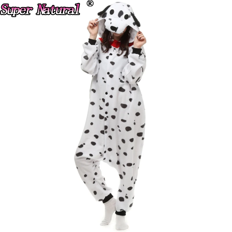 HKSNG Dalmatian Dog Kigurumi Onesies Winter Pyjamas Footed Animal Adult Hoodied Christmas Pajamas Cosplay Costumes