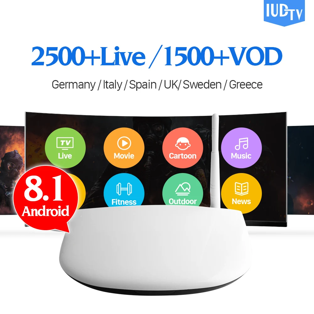 

Q1304 IP TV Code Subscription Europe Android 8.1 RK3229 H.265 IP TV IUDTV Portugal Turkey German Sweden Code IPTV Box