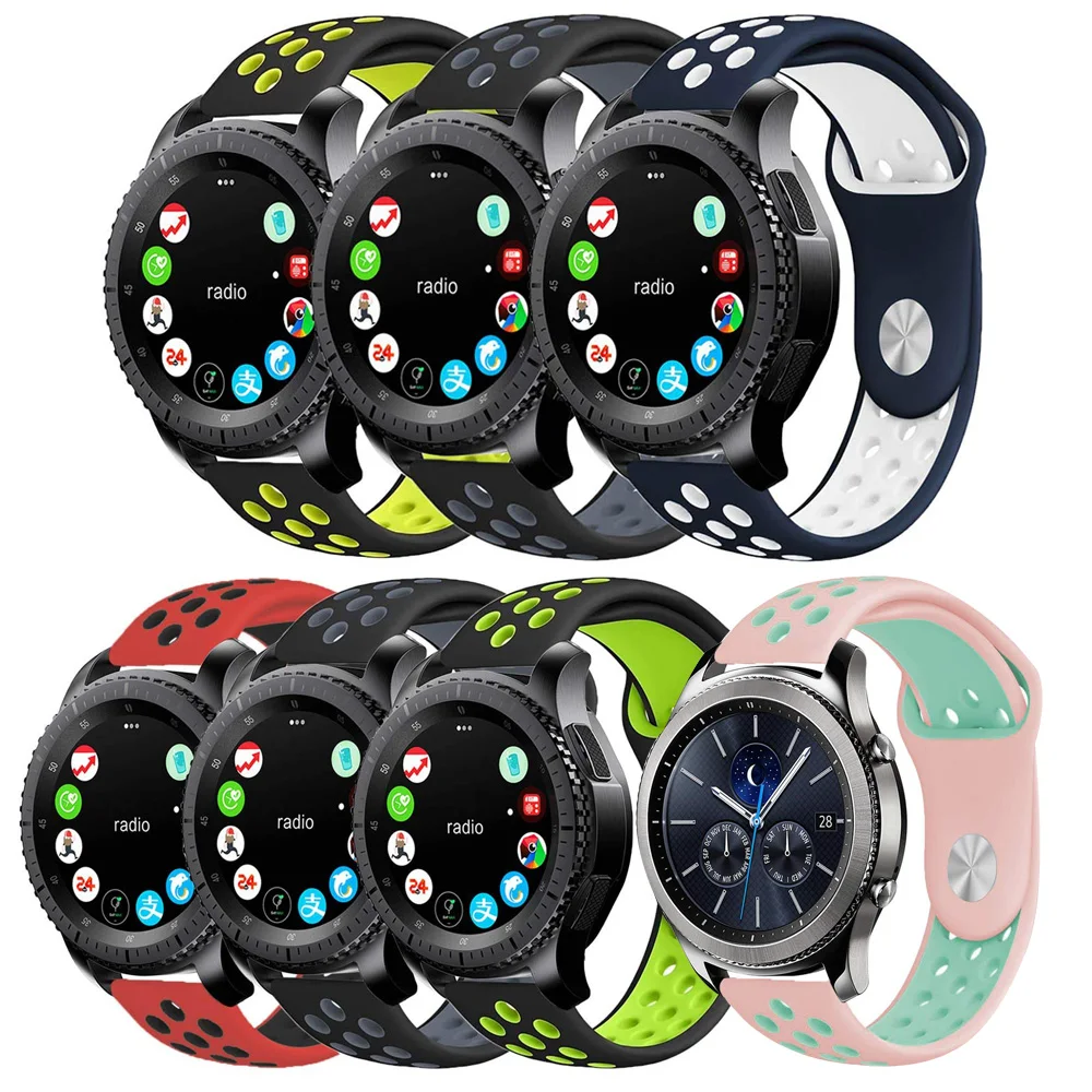 

BOX-W 22mm Silicone Replacement Strap Quick-Release Pin for Samsung Gear S3 Frontier Classic Smart Watch Moto 360 2nd Gen 46mm
