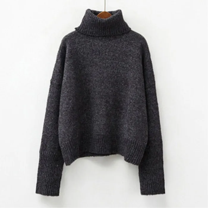 4 Color High Quality Women Knitted Tops Solid Casual Turtleneck Loose Sweater Spring Autumn Long Sleeve Short Pullovers | Женская одежда