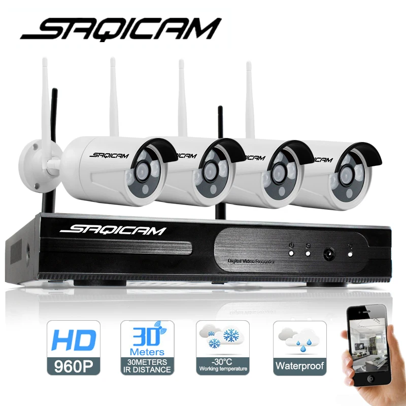 imágenes para Saqicam 4CH 960 P HD Inalámbrica Sistema de Cámaras de Seguridad de Vídeo 4 unids 1.3MP IP WiFi Al Aire Libre Cámara de La Bala de Vigilancia de Seguridad Kit NVR imágenes para Saqicam 4CH 960 P HD Inalámbrica Sistema de Cámaras de Seguridad de Vídeo 4 unids 1.3MP IP WiFi Al Aire Libre Cámara de La Bala de Vigilancia de Seguridad Kit NVR