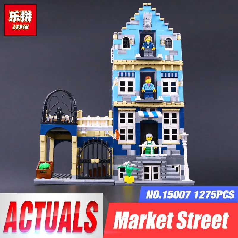 

Lepin 15007 City Street European Market Model Building Block Set Bricks Kits DIY Compatible LegoINGys 10190 Educational Toys