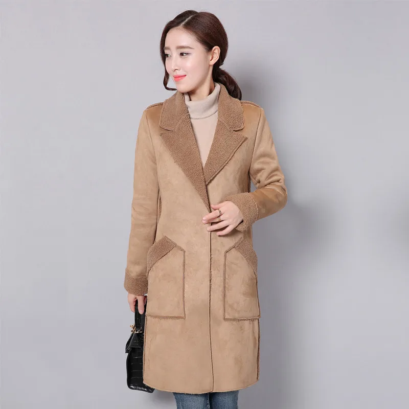 Manteau Femme Winter Jacket Women Suede Lambs Wool Coat Thick Cotton Padded Maxi Coats Long Jacket Female Parka Coat Women C2674