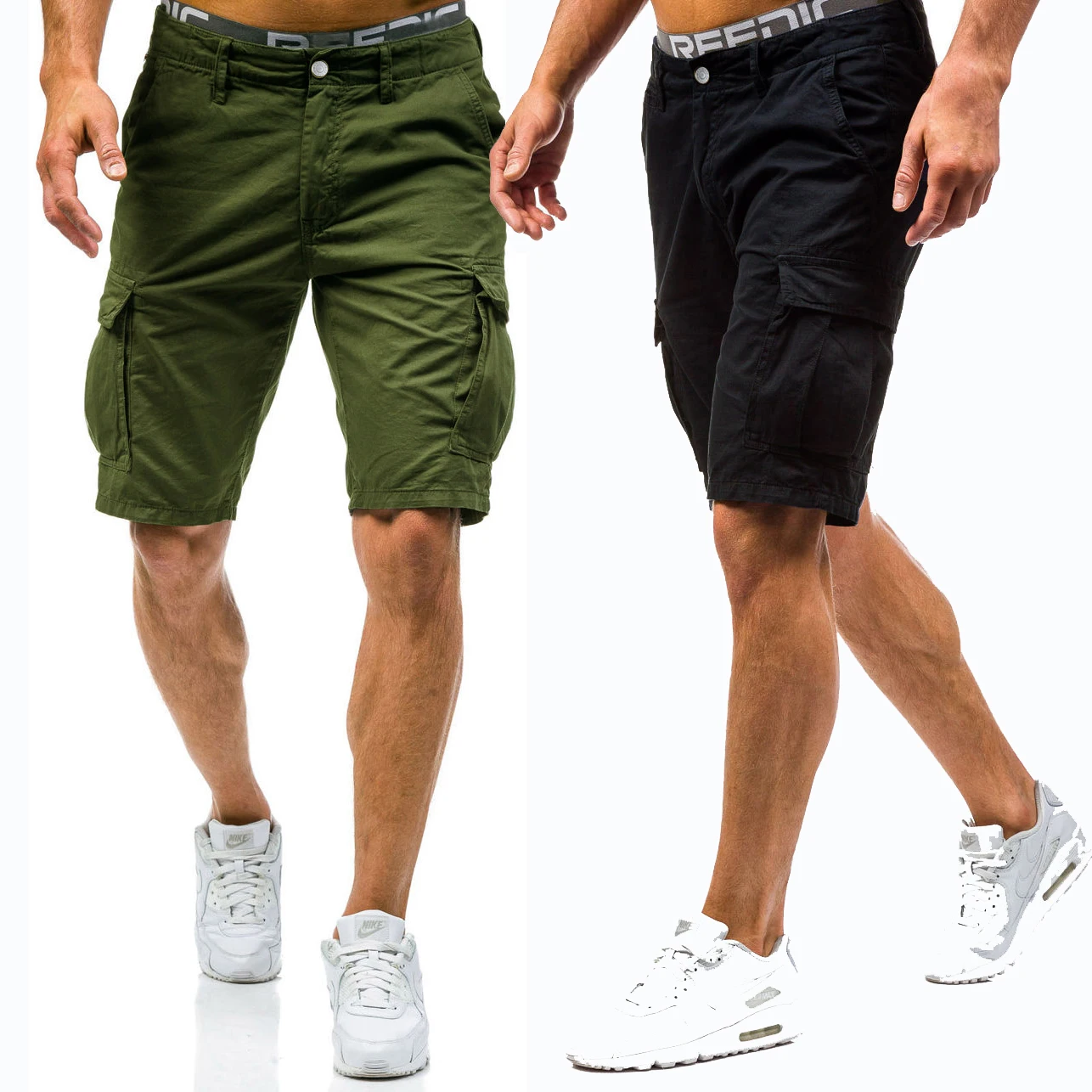 Новый 2018 Для мужчин шорты-карго Повседневное свободные короткие штаны камуфляж Военная Летний стиль по колено 2 цвета шорты Для мужчин
