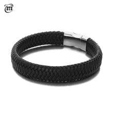 Модный браслет из нержавеющей стали из натуральной кожи мужские винтажные плетеные украшения для женщин мужской браслет Будды