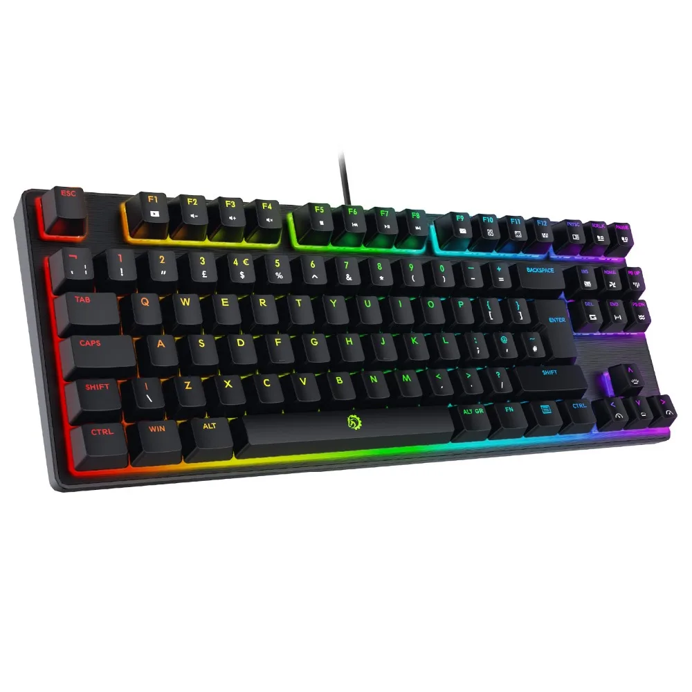 

DREVO Tyrfing V2 87/88-Key UK Layout RGB backlight Mechanical Gaming Keyboard Nkey Rollover wired/USB Blue/Red Switch for gamer