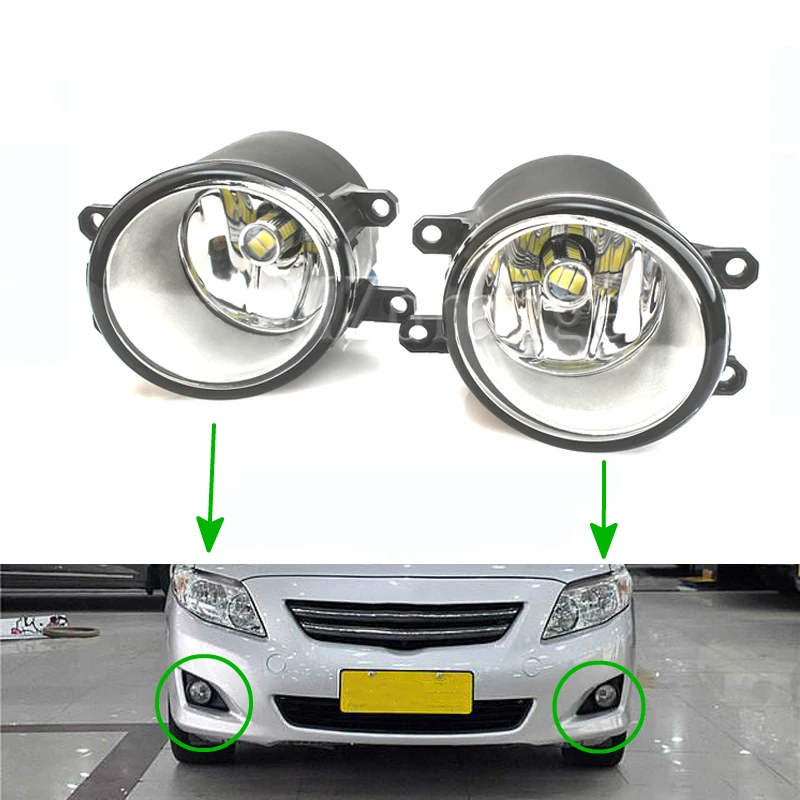 2Pcs Led Fog Lights Fog Lamps with wires Grille Covers For Toyota