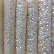 Fondo plano semicírculo perla pieza de Pelo Accesorios de bricolaje al por mayor de alta imitación perlas belleza del teléfono de DIY esencial 3mm-14mm 500g