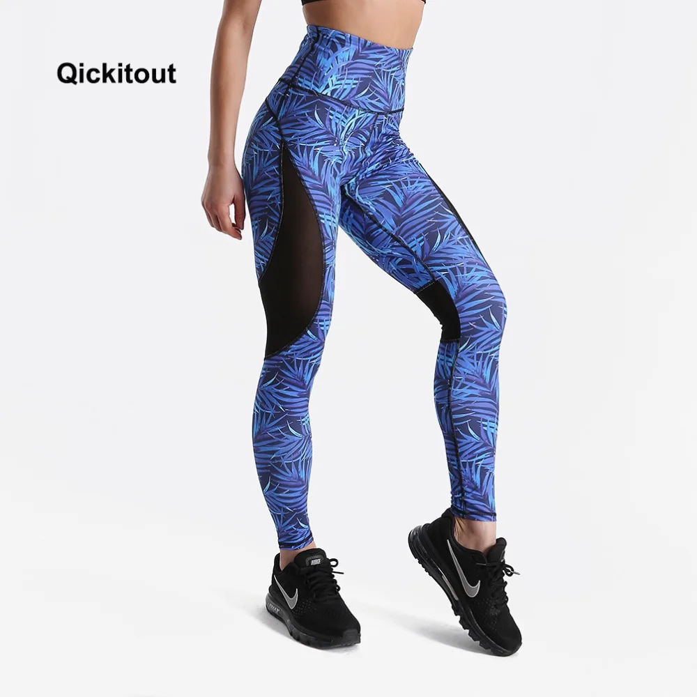 Qickitout المرأة لياقة مرونة عالية طماق السراويل الأزرق مابل ليف برايت مطبوعة طماق XS-XL عارضة السراويل الطويلة Qickitout المرأة لياقة مرونة عالية طماق السراويل الأزرق مابل ليف برايت مطبوعة طماق XS-XL عارضة السراويل الطويلة