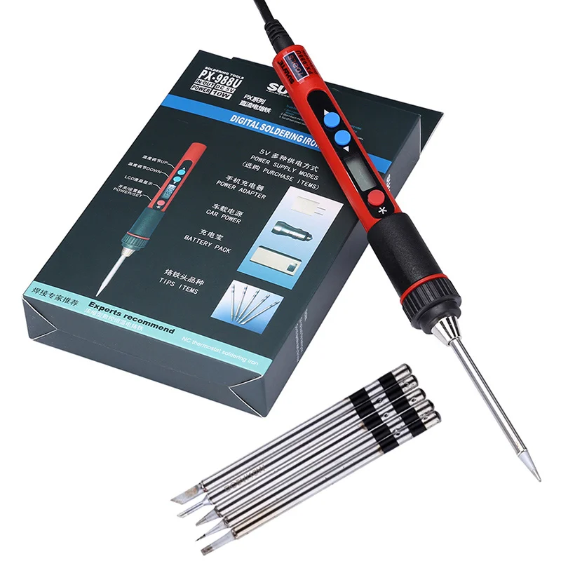 

50~480℃ Adjustable Temperature USB Soldering Iron Soldeerbout 5V 10W Digital Screen Welding Solder Iron for BGA Welding Tools