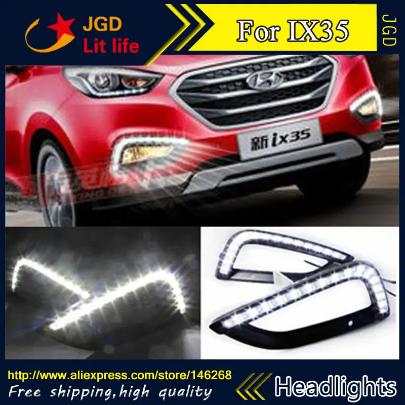 Free shipping ! 12V 6000k LED DRL Daytime running light for Hyundai IX35 2013-2015 fog lamp frame Fog light Car styling smrke drl for hyundai santa fe dm 2012 2015 car daytime running lights with fog lamp frame two colors light guide car styling
