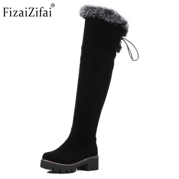 

Shoes Women New Over The Knee Thigh High Boots Women Motorcycle Flats Long Botas Low Heel Seude Leather Shoes Size 34-43