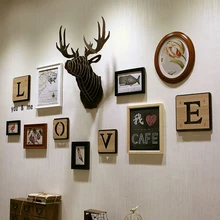 DIY woody reindeer animal head ornaments hanging head creative mural moose head hanging animal head entrance wall