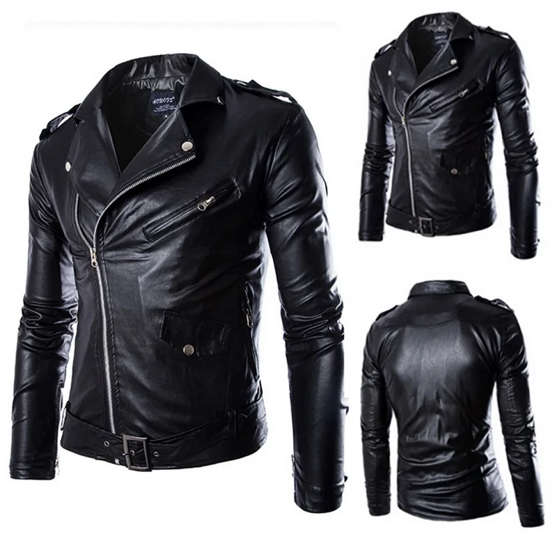 SHUJIN Brand Leather Jacket Men Autumn Casual Zipper Mens Motorcycle Streetwear Leather Jacket Male Slim Coat Plus Size