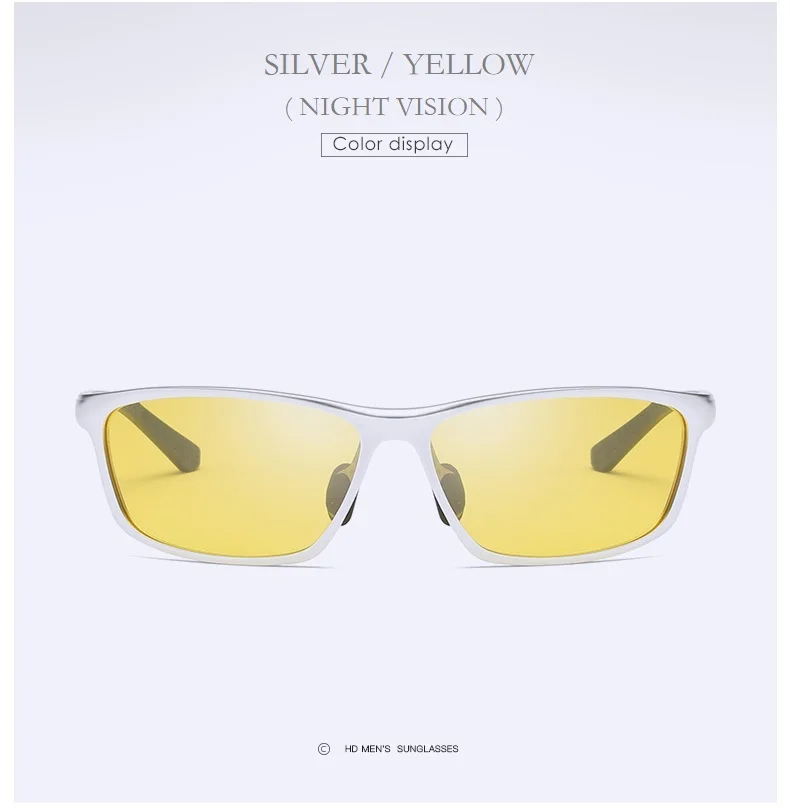 AORON, очки ночного видения, мужские, алюминиево-магниевая оправа, поляризованные очки ночного видения для вождения автомобиля, антибликовые очки 2179