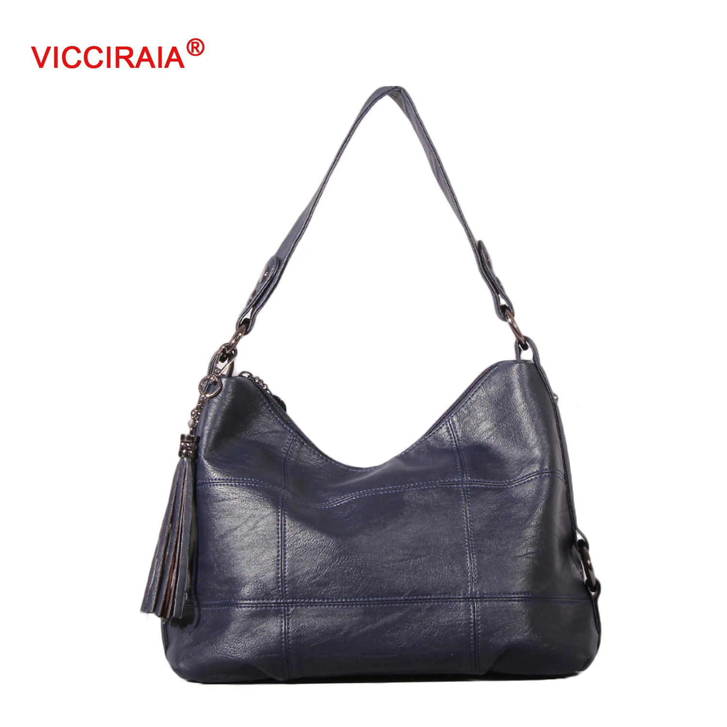 

VICCIRAIA New Imitation Leather Women Handbag Blue PU Leather Ladies Hobo Bag Messenger Bag