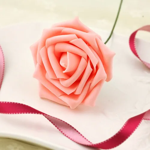 Горячая 1 шт 8 см искусственные цветы розы из пены Свадебные украшения ручной работы Скрапбукинг домашний декор Diy букет цветов - Цвет: Розовый