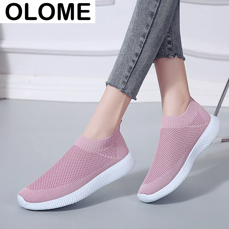 

Rimocy plus size breathable air mesh sneakers women 2019 spring summer slip on platform knitting flats soft walking shoes woman