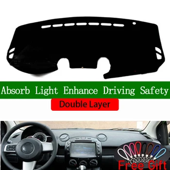 

Double Layer Car Stickers For mazda 2 2007 2008 2009 2010 2011 2012 Dashboard Cover Car Accessories Interior Anti-UV Car Decals