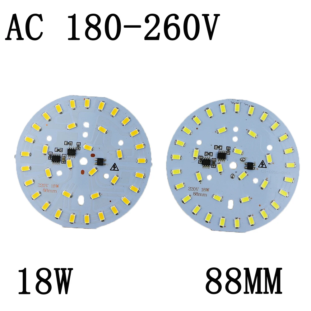 50 шт. ac 220 В светодиодная пластина 3 Вт 5 Вт 7 Вт 10 Вт 12 Вт 15 Вт 18 Вт 24 Вт 36 Вт интегрированный IC драйвер 5730 SMD Холодный белый/теплый белый алюминиевый pcb