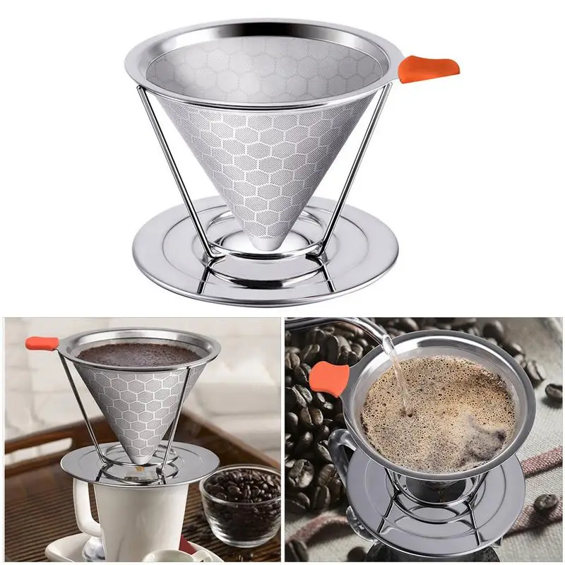High Quality 304 Dual layer US Type Filter Pour Over Coffee Funnel