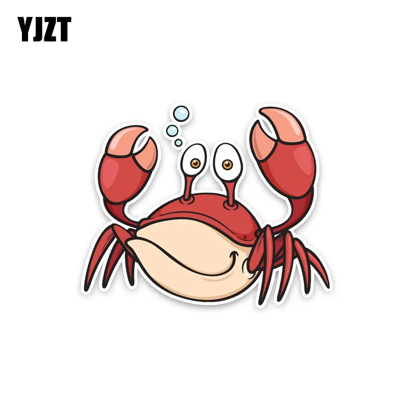 

YJZT 12.3*10.9CM Smiling Happy Funny Crab Animal Popular Car Sticker Cartoon Fashion PVC Decals C1-3308