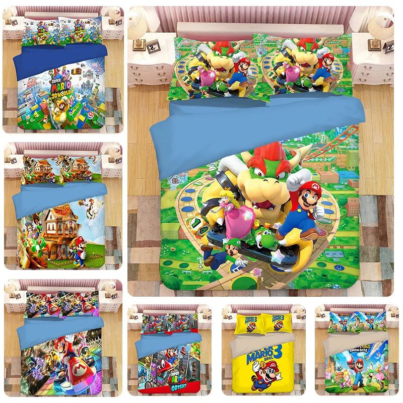 2019 Hot NS Game Super Mario Odys 3D Bedding Set Duvet Covers Pillowcases Comforter Bedding Sets ...