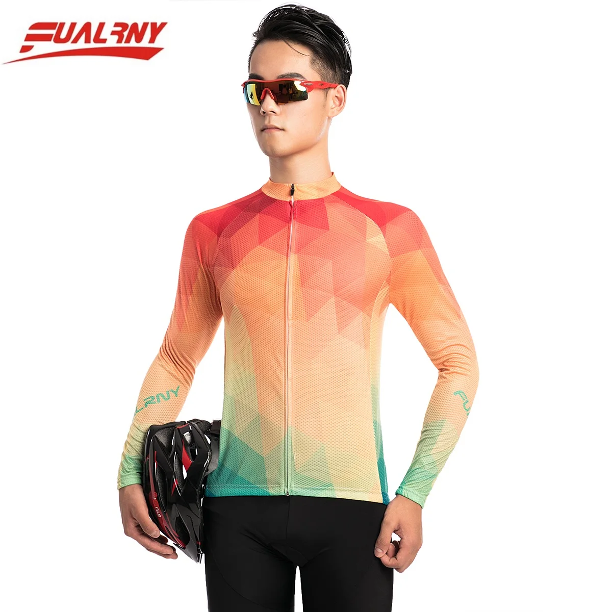 2018 Team FUALRNY Long sleeve Ropa Ciclismo Cycling Jersey 100% Polyester/Autumn Bicycle Clothing Bike Clothes Man Orange yellow