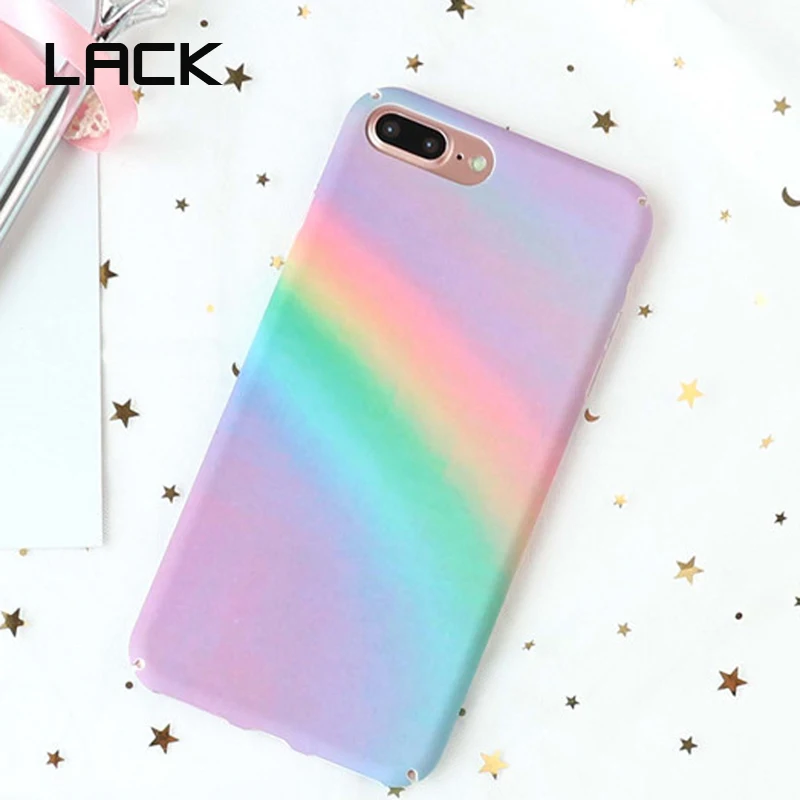 

LACK Lovely Rainbow Gradient Phone Case For iphone 7 Fashion Candy Color Matte Hard PC Cases For iphone6 6s 7 Plus Back Cover