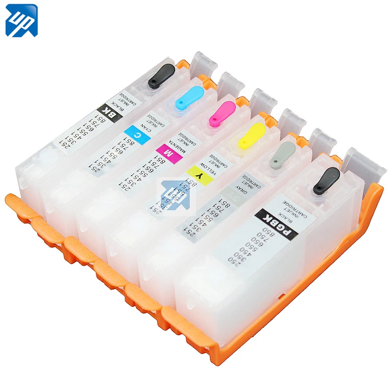 

6PCS PGI-250 PGBK CLI251 BK C M Y GY for canon MG6320 MG7120 MG7520 IP8720 refillable ink cartridge with ARC chip pgi250 pgi 250