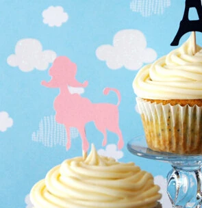 

glitter French Poodle Cupcake Toppers wedding pets Birthdays baby shower Party treat food picks photo booth props