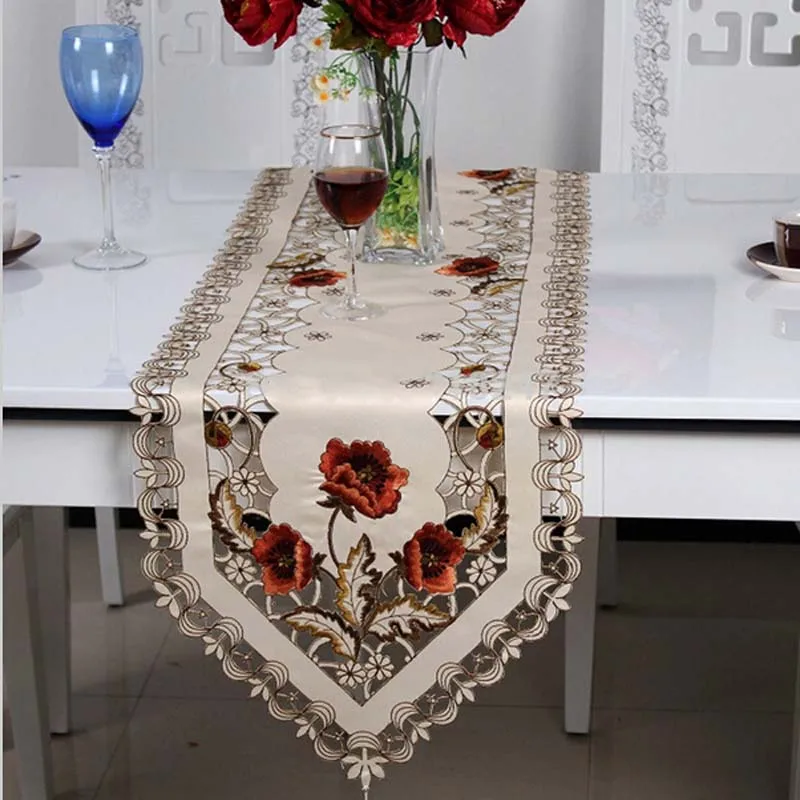 Buy 1pc Elegant Polyester Embroidery Table Runner