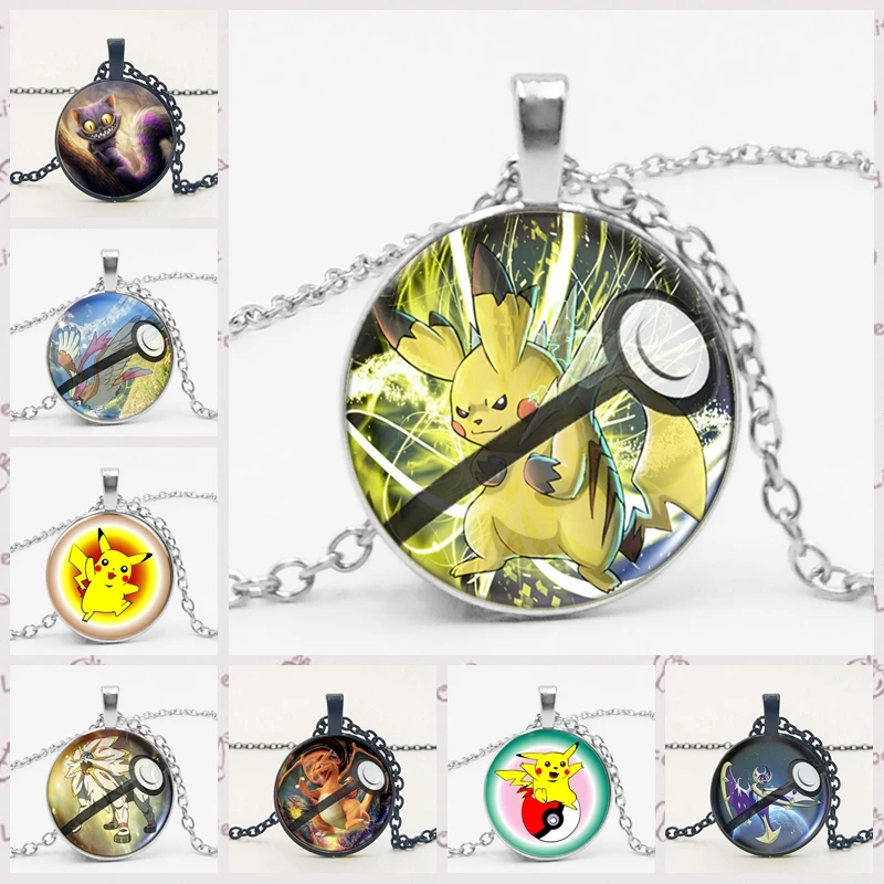 

LETS SLIM3 Color Pokemon Time Glass Pendant Necklace Cartoon Anime Pattern for Children's Gifts To Map Private Custom