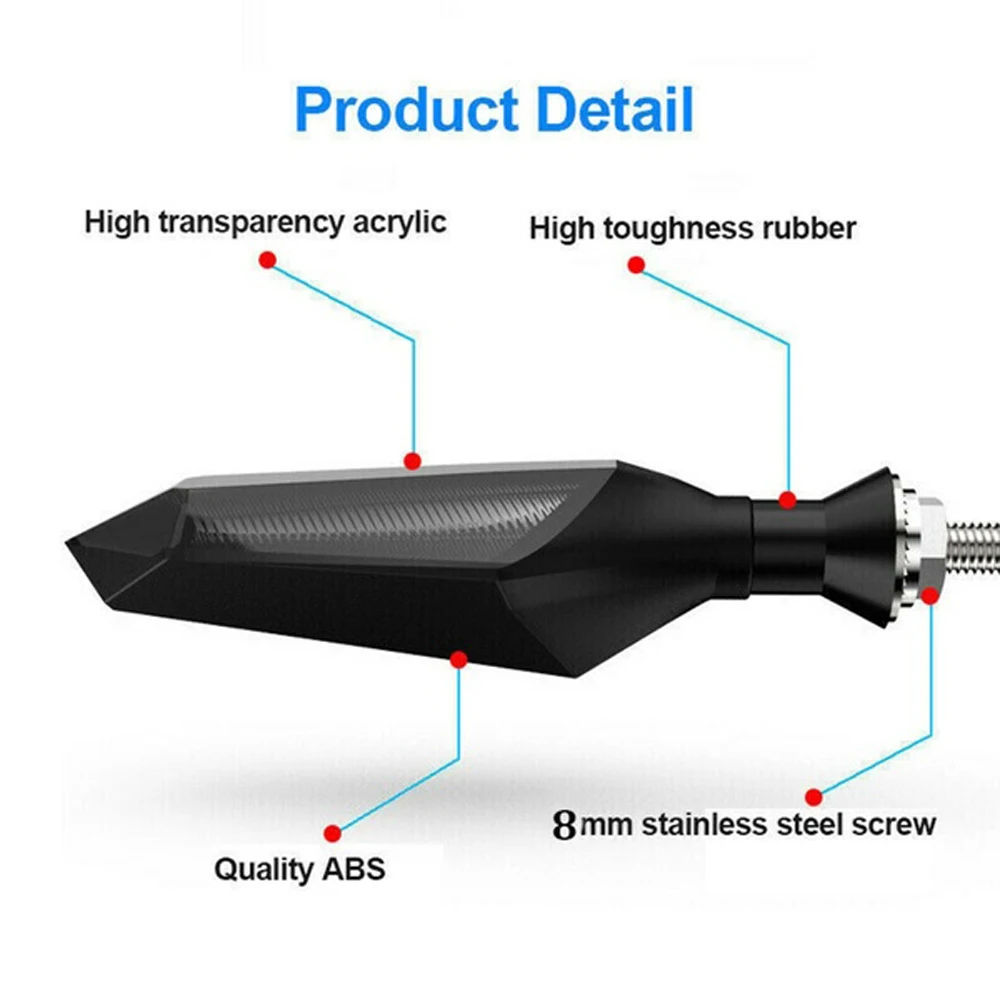 Discount LED Motorcycle Directional Lights Flowing Motorcycle Turn Signal Light Motor Indicator Lamps Night Safety Lights for Cycling 2