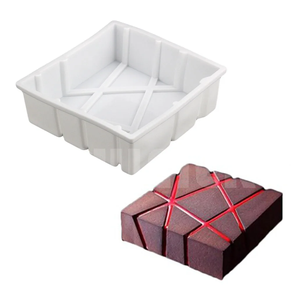 

DIY Mousse Cake Silicone Mold White Silicone Cube Twill Shaped Mousse Cake Decorating Mold