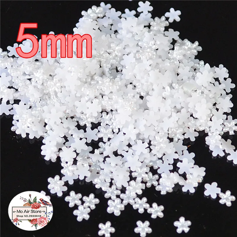 

1000pcs/lot 5mm white flower pearl Beads ABS Resin Flatback Simulated pearl Beads DIY beads