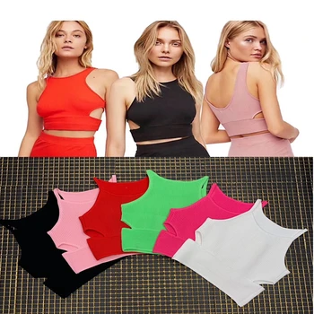 

New summer crop top women clothes 2019 short sleeveless red white black tank tops streetwear hollow out sexy club wear wholesale