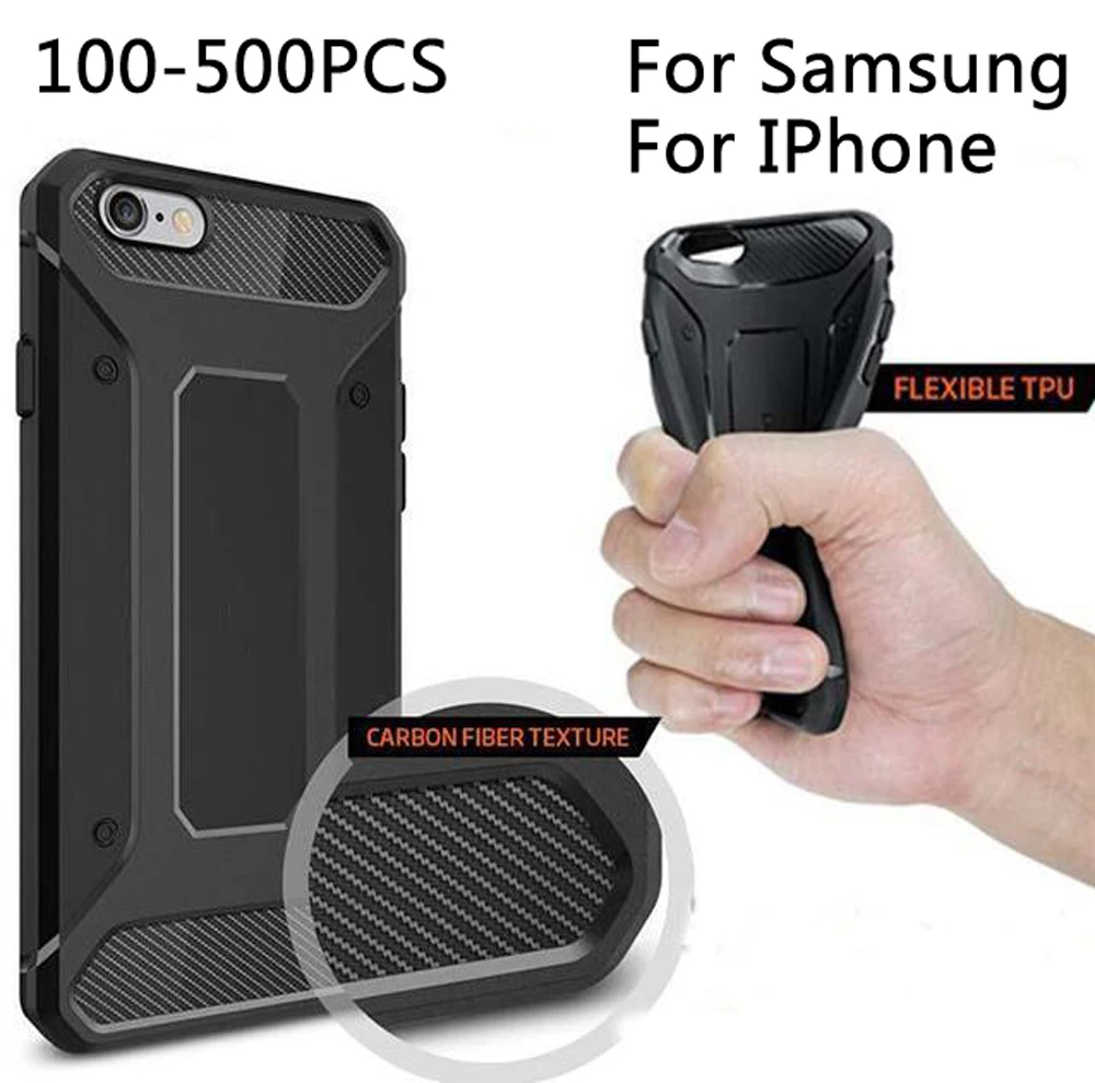 

100PCS Carbon Resilient Rugged Case Capsule Armor For Iphone xs 8Plus Samsung J7 J330 S9 S10 EDGE Ultimate protection and rugged