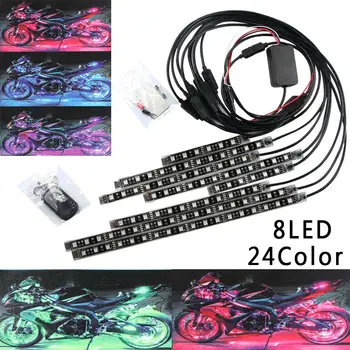 

New Flexible 8PCS/6PCS 24Color Utilizing RGB 5050SMD Motorcycle RGB LED Atmosphere Light Strip Accent Neon Lamp With Remote