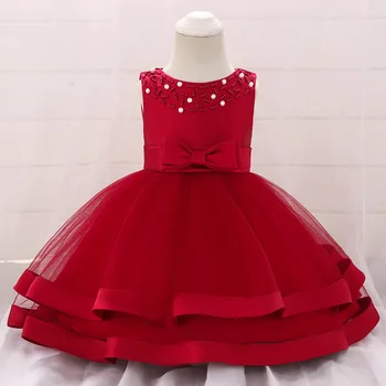 

2019 Summer Baby Girl Dress 1 Year Birthday Dress Infant Formal Wedding Party Sleeveless Bow Princess Dress Baby Newborn Clothes