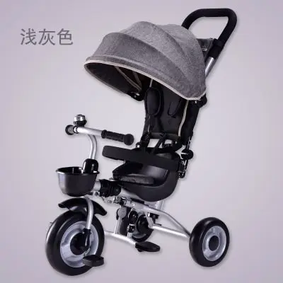 Детский педальный трицикл для детей от 1 до 3 лет, Детский Светильник для малышей, складной ручной педальный автомобиль - Цвет: Gray