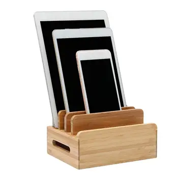 

Organizer Stand Charging Station Multi Device Cords Bamboo Multifunction Mobile Phone Holder For iPhone For Smart Phone/Tablet