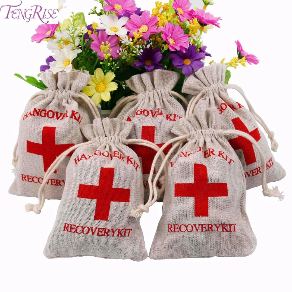 Image FENGRISE 10pcs Hangover Kit Wedding Favor Bags First Aid gift bags wrapping supplies wedding gift Bachelorette Party Accessories