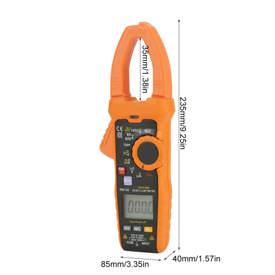 PEAKMETER PM2128 Ручной цифровой AC/DC напряжение токовые клещи Сопротивление Емкость 1000A клещи